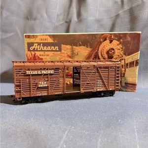 VTG 60s Athearn Miniature Train stock car model 1773 Texas & Pacific w/box